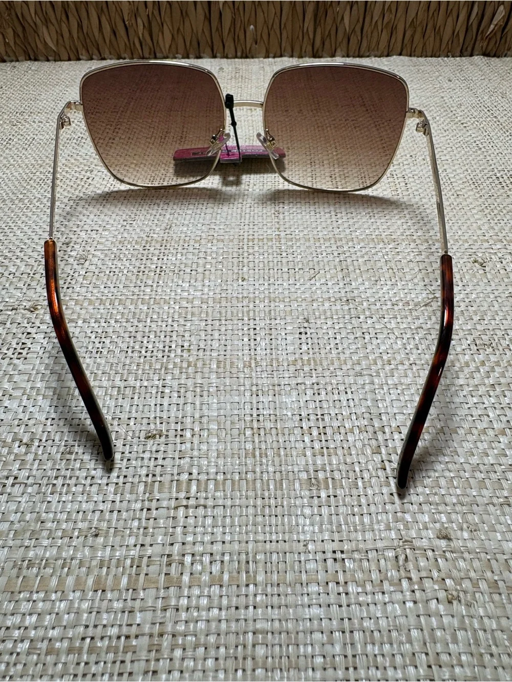 NWT Foster Grant Oversized Square Sunglasses Brown Gradient Gold Tortoise